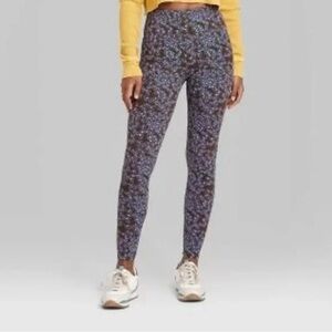 Leggings Wild Fable Women's S High-Waisted Classic Dark Brown Floral MSRP: $12